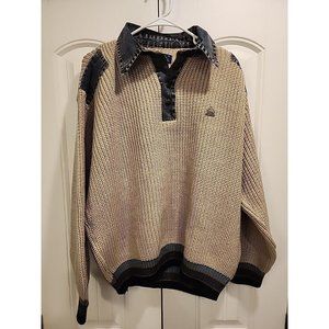 MEN'S XL CLASSY COLLECTION METAL BUTTON HEVAY KNIT PULL OVER LONG SLEEVE SWEATER